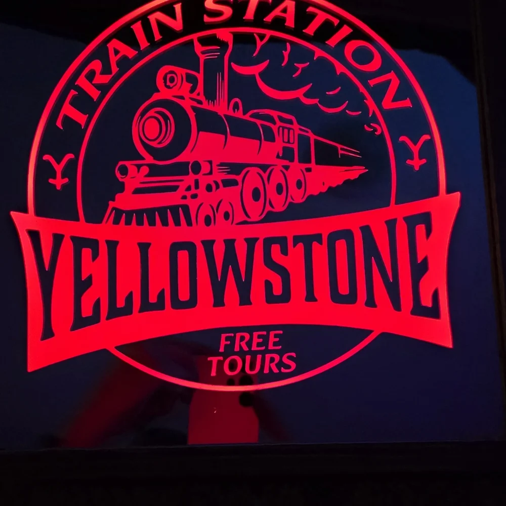 Train Station Illuminated Wall Sign - Blue
